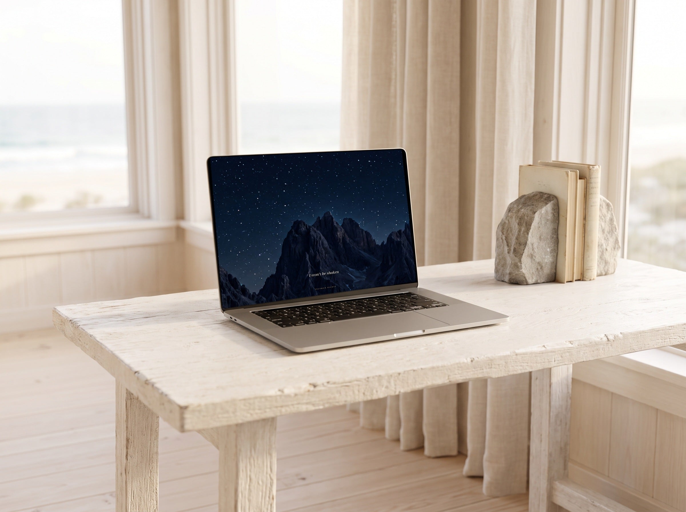 Unmoved desktop wallpaper on a laptop