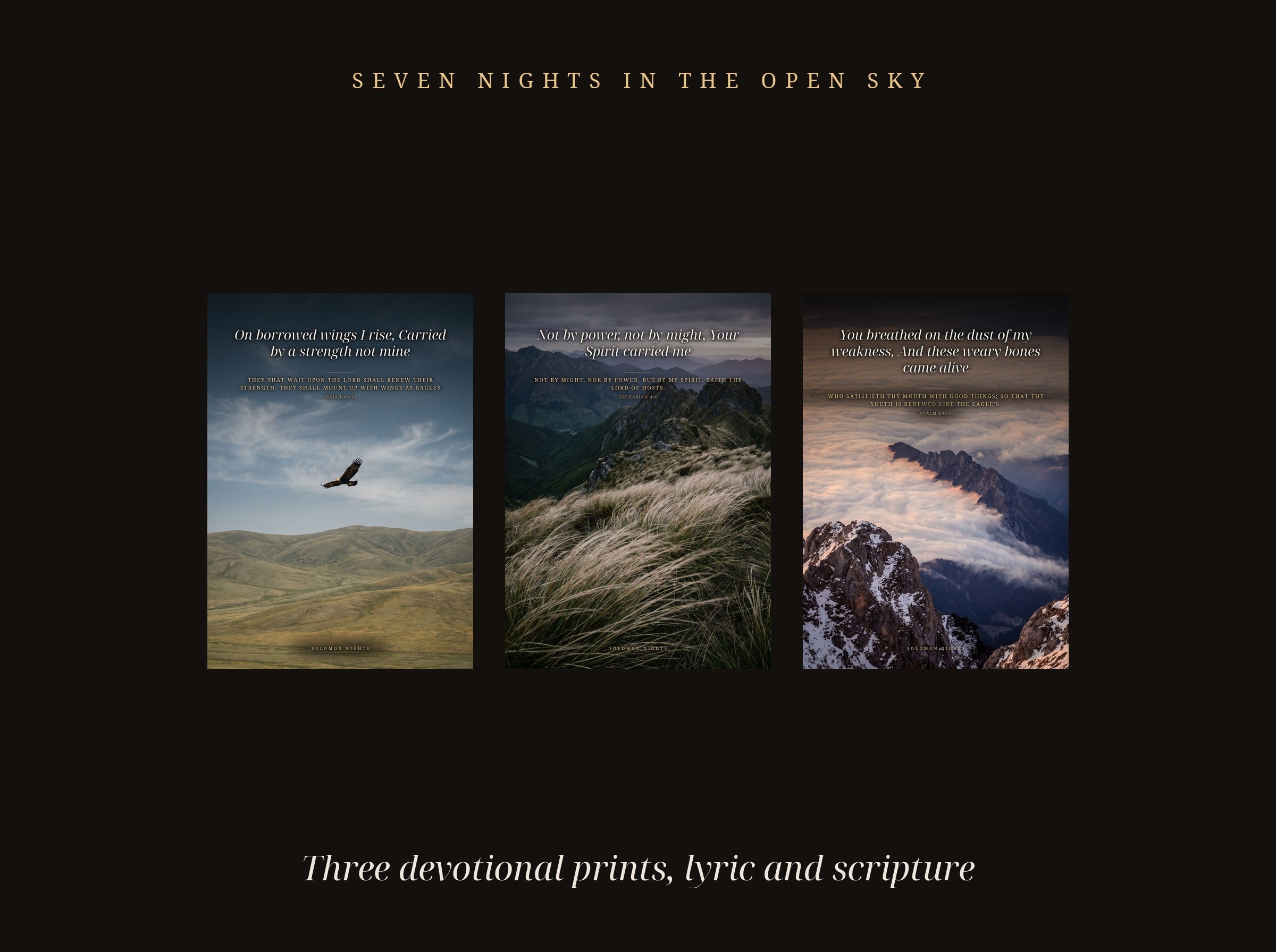 Seven Nights In The Open Sky, three devotional prints