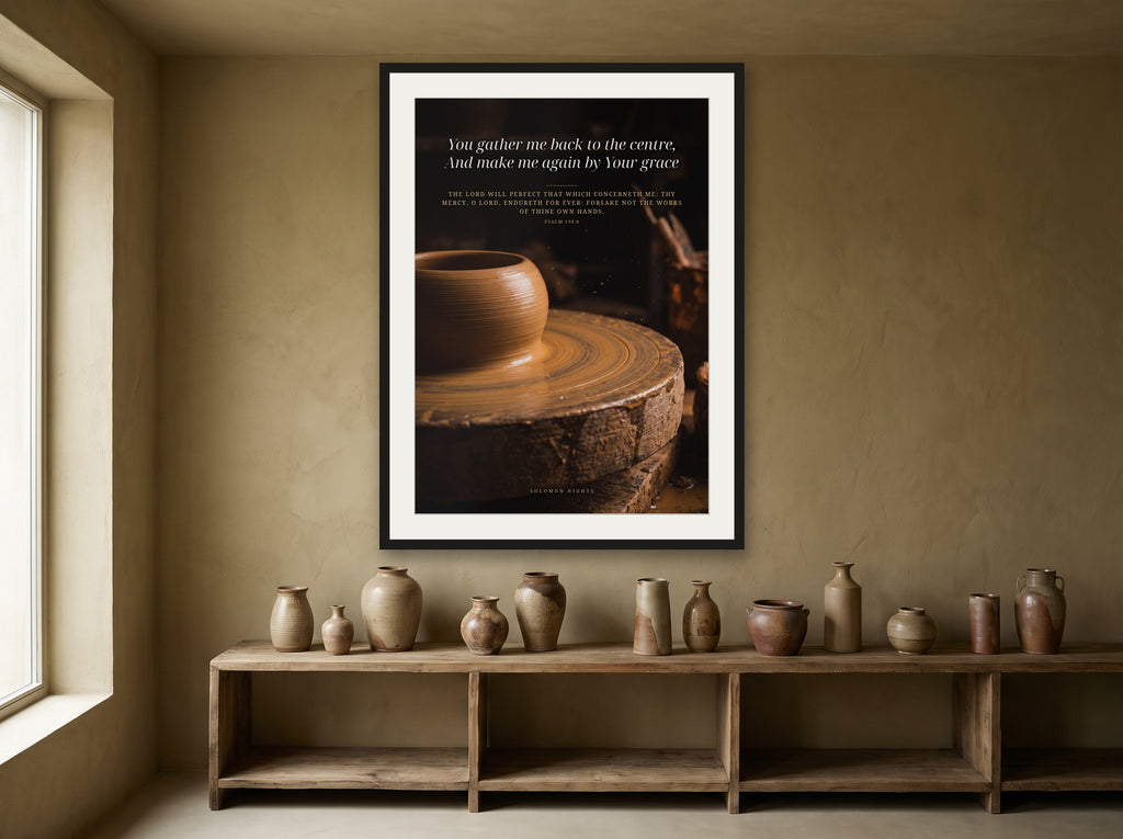 Made Again by Grace print framed on a wall